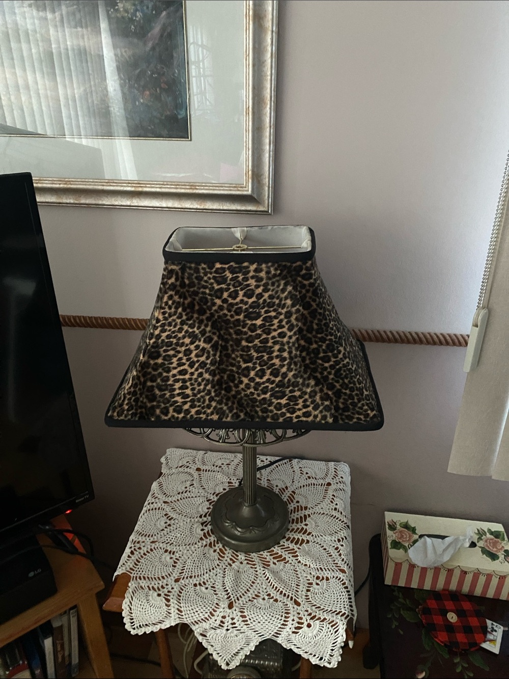 Leopard Print Velvety Rectangular Lamp Shades - Pair